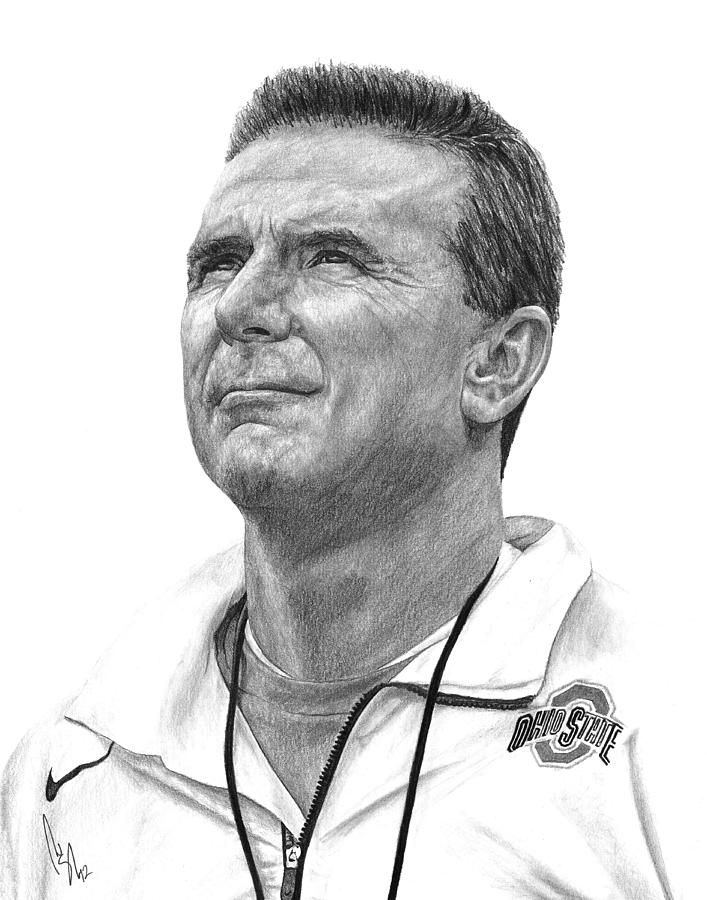 Ohio State University Drawing - Coach Meyer by Bobby Shaw