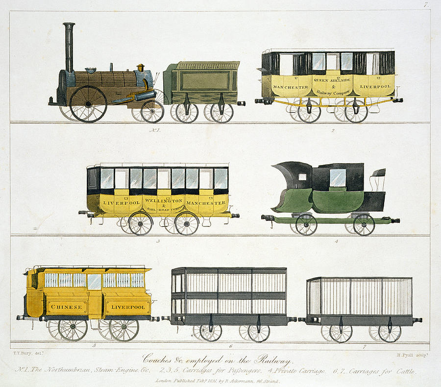 Train Drawing - Coaches Employed On The Railway, Plate by Thomas Talbot Bury
