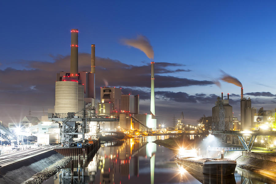 Coal-Fired Power Plant at Dusk, Germany Photograph by B&M Noskowski