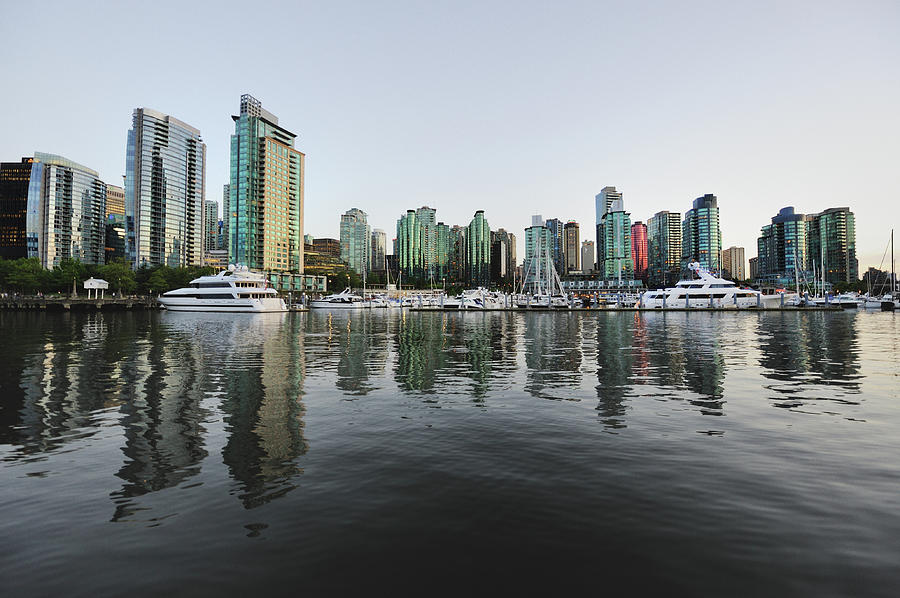 Coal Harbour From The Water At Dusk Photograph by Carlina Teteris