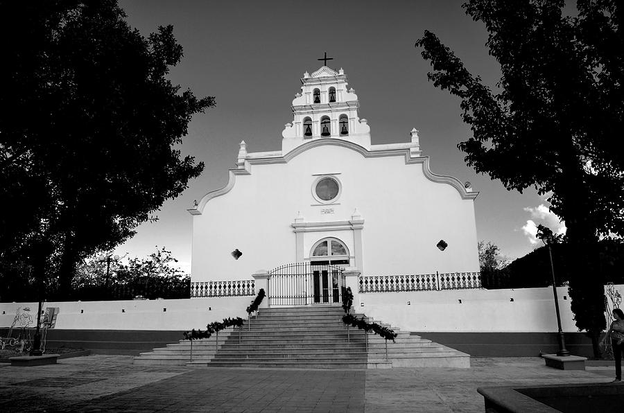 Coamo Church and Plaza B W 1 Photograph by Ricardo J Ruiz de Porras