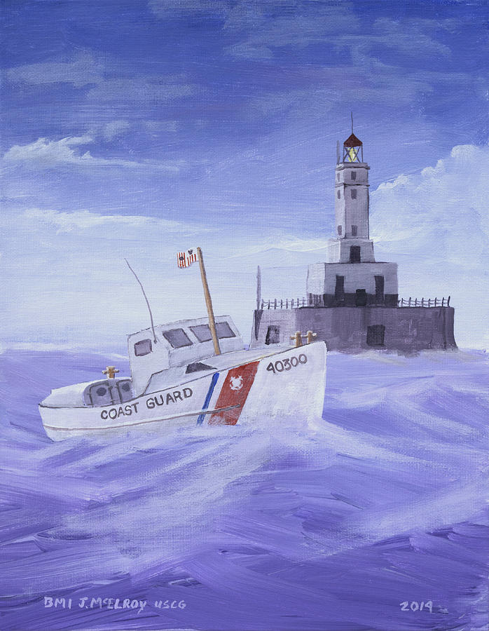 Lake Michigan Painting - Coast Guard 40300 by Jerry McElroy