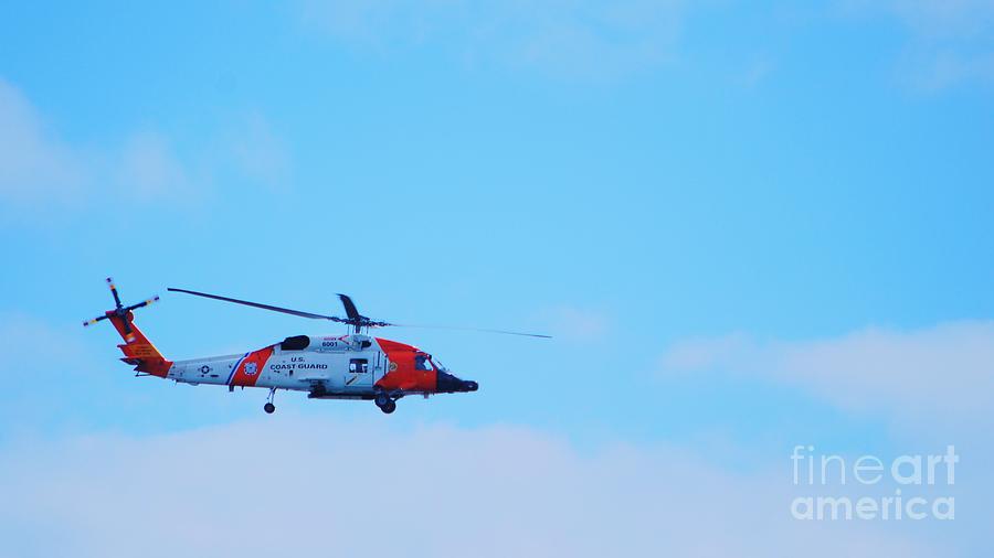Boat Photograph - Coast Guard Helicopter 16x9 Ratio by Bob Sample