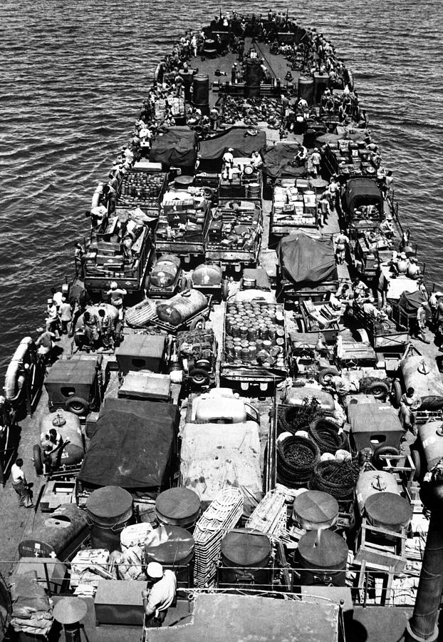 History Photograph - Coast Guard-manned Lst Crammed by Everett