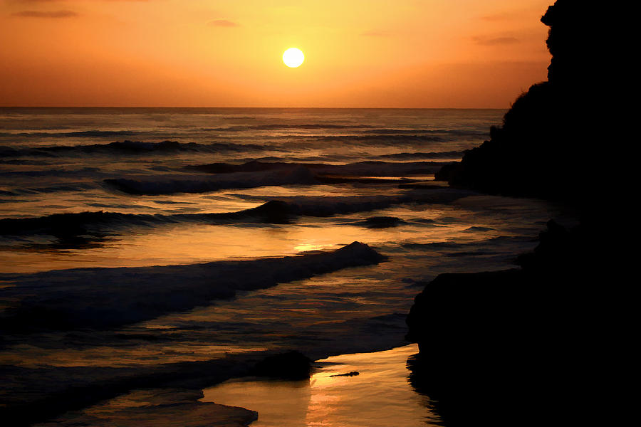 Coast Sunset Digital Art by Photographic Art by Russel Ray Photos