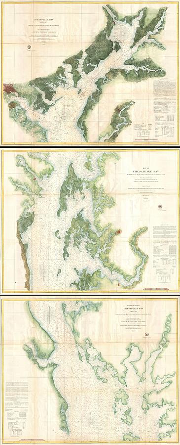 Coast Survey Map of the Chesapeake Bay  Photograph by Paul Fearn
