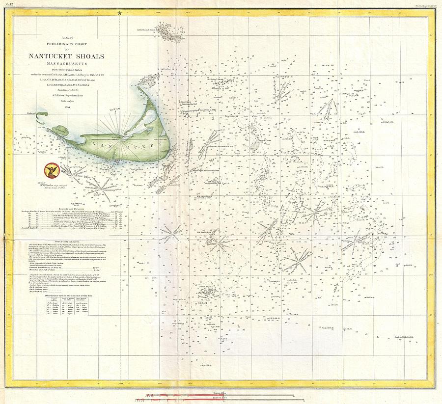 Abstract Photograph - Coast Survey Nautical Chart or Map of Nantucket Massachusetts by Paul Fearn
