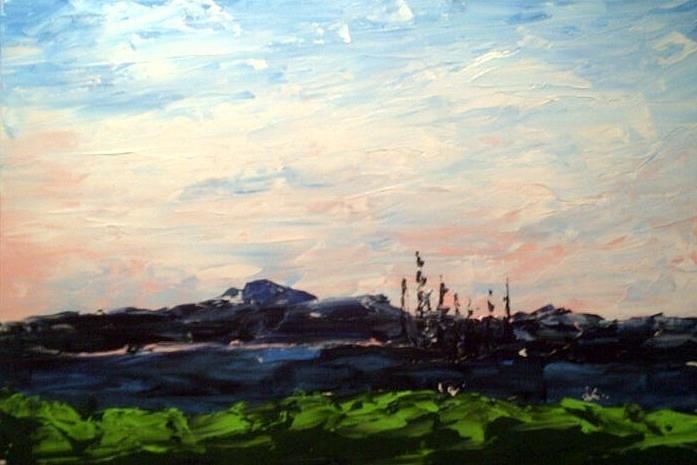 Coastal BC Lake Impression Painting by Desmond Raymond