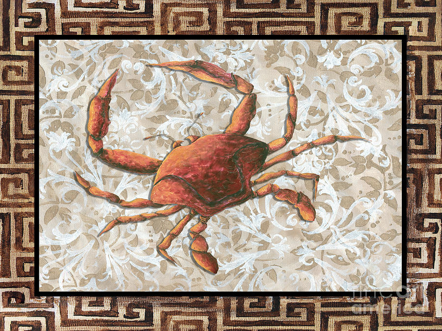 Coastal Crab Decorative Painting Greek Border Design By Madart Studios ...