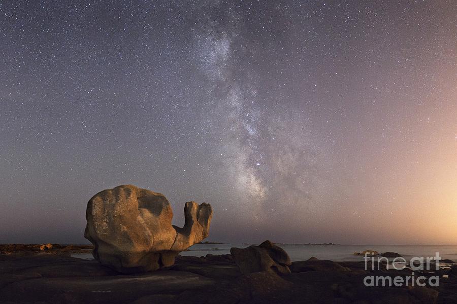 Space Photograph - Coastal Rock Under The Milky Way by Laurent Laveder