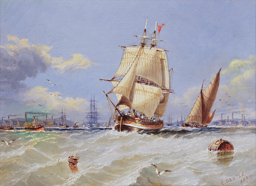 Boat Painting - Coastal Scene by Edward Gentle