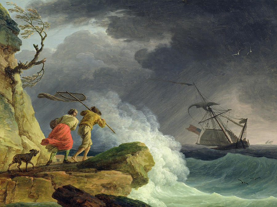 Boat Painting - Coastal Scene in a Storm by Claude Joseph Vernet