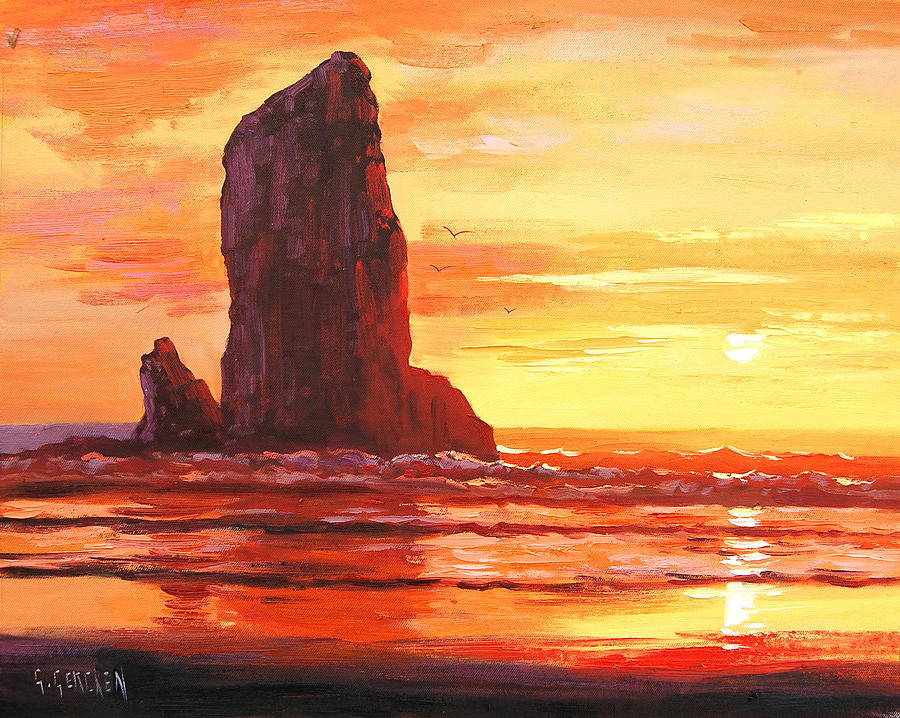 Sunset Painting - Coastal Sunset by Graham Gercken