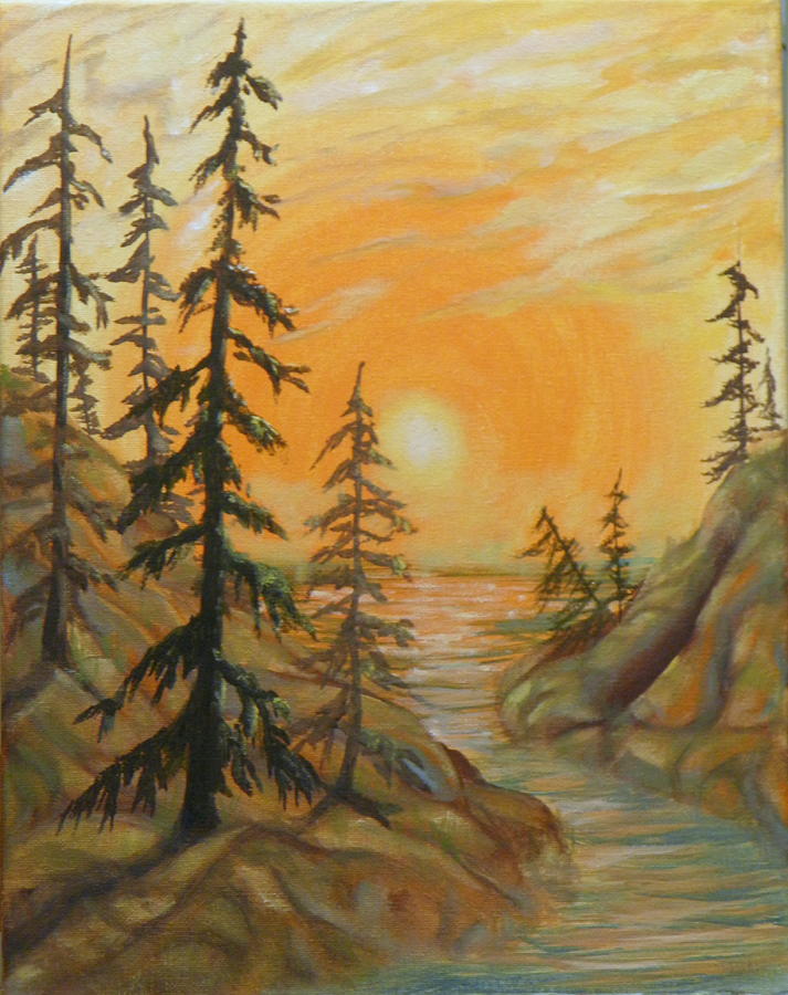 Coastal Sunset Painting by Ida Eriksen