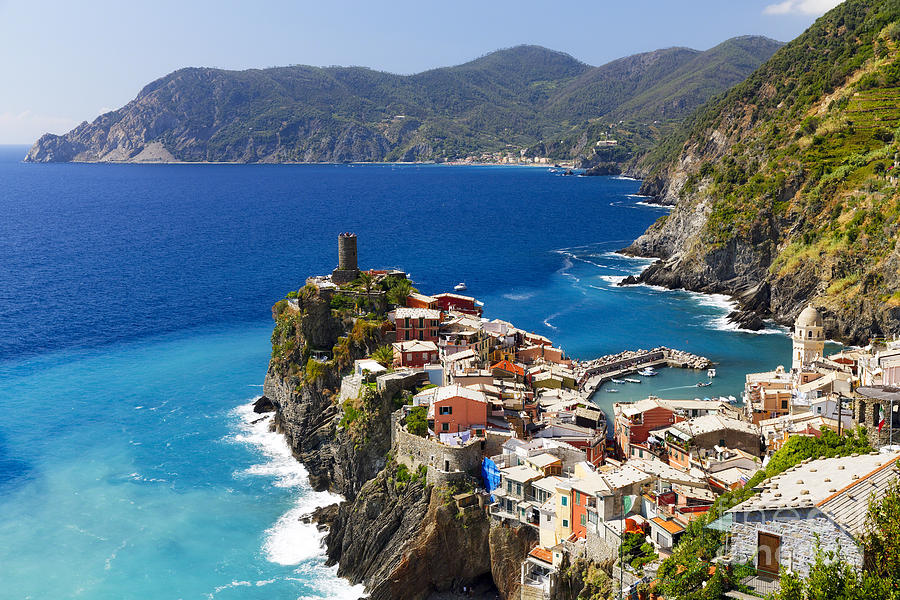 Cinque Terre National Park Photograph - Coastal Town on a Cliff by George Oze