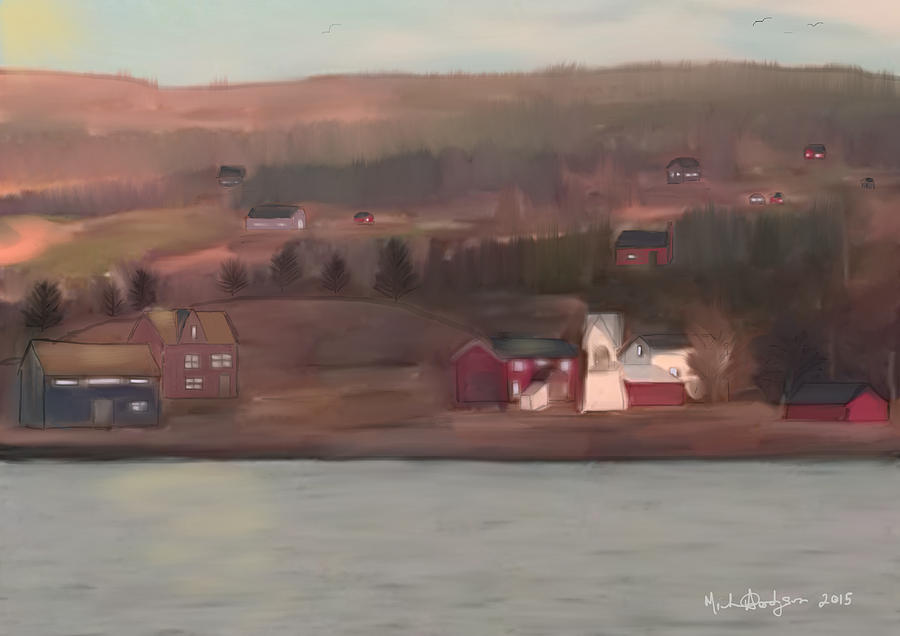 Coastal Village Landscape Painting by Michael Hodgson