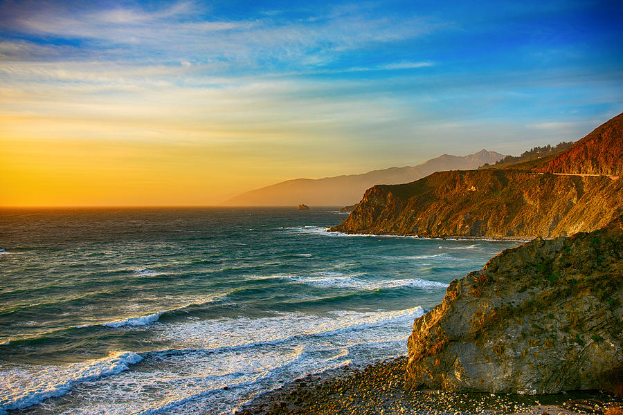 Coastline of Central California at Dusk Photograph by Art Wager