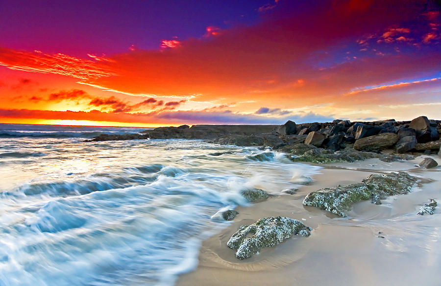 Sunset Painting - Coastline Sunset by Bruce Nutting