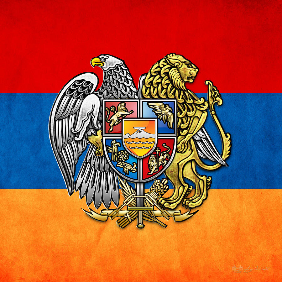 Coat Of Arms And Flag Of Armenia Digital Art by Serge Averbukh