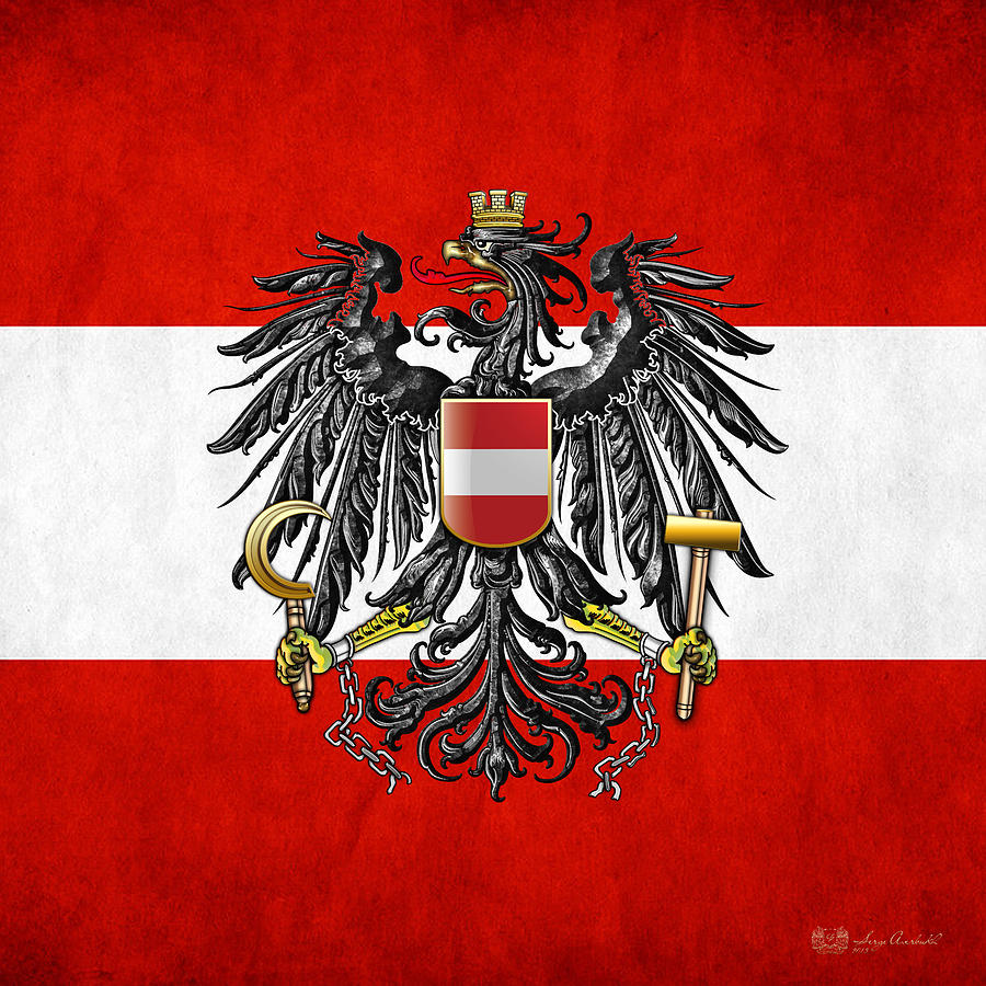 Coat of Arms and Flag of Austria Digital Art by Serge Averbukh