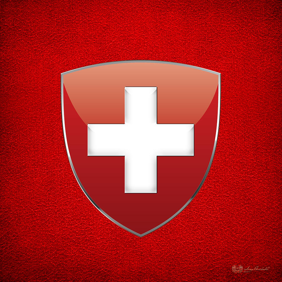 Coat of Arms and Flag of Switzerland Digital Art by Serge Averbukh