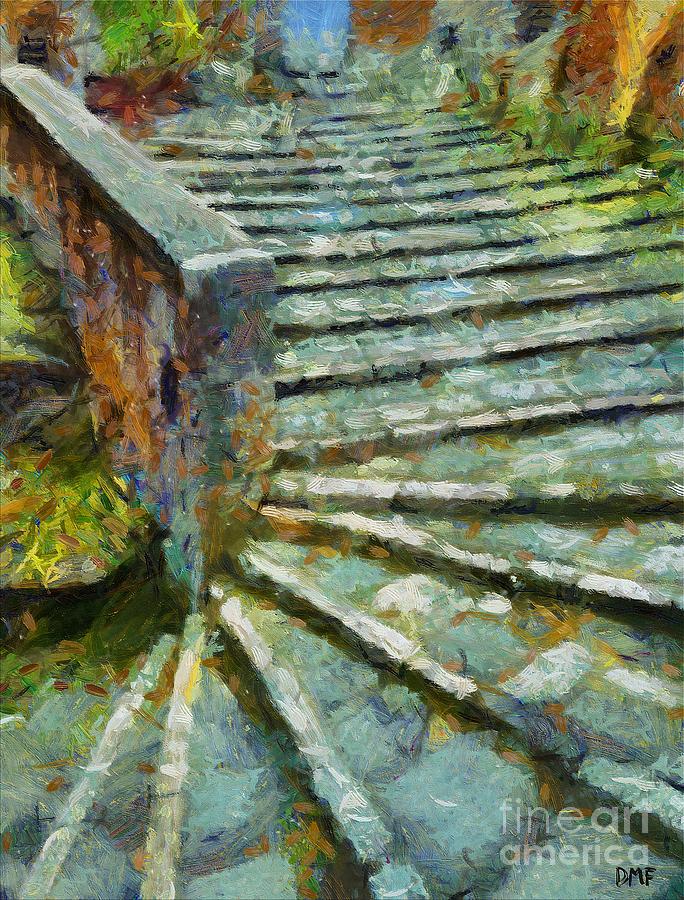 City Scene Painting - Cobbled stairs in Pitignano by Dragica  Micki Fortuna
