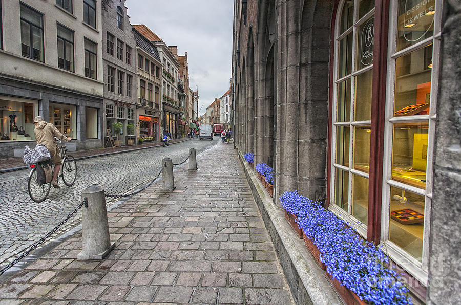 Flower Photograph - Cobbled street in Brugge by Sheila Smart Fine Art Photography