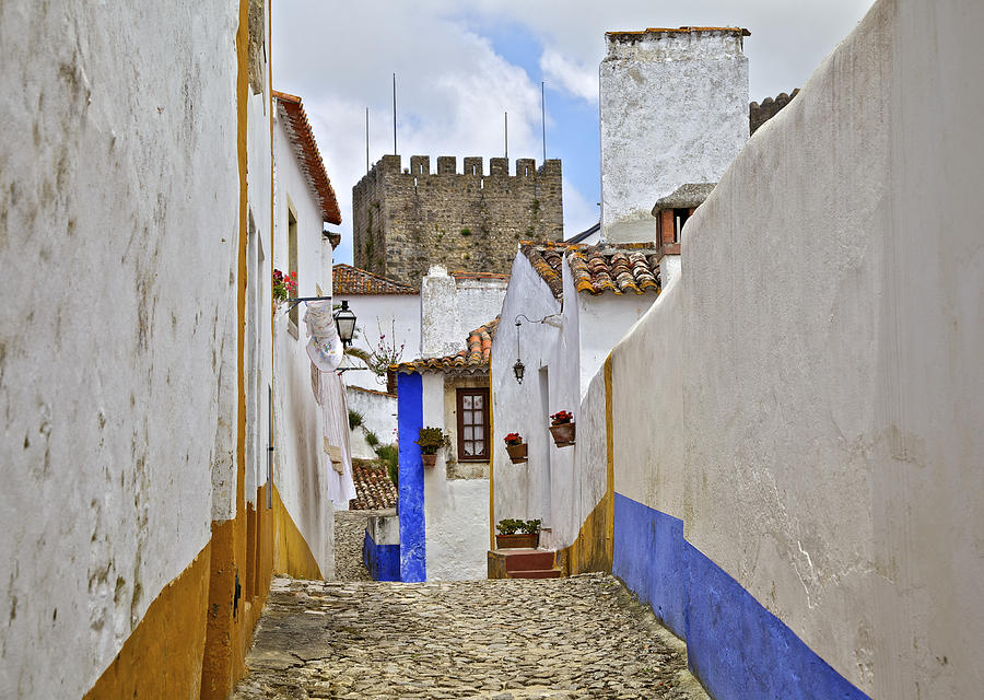 Cobblestone Road of the Medieval Village of Obidos Photograph by David Letts