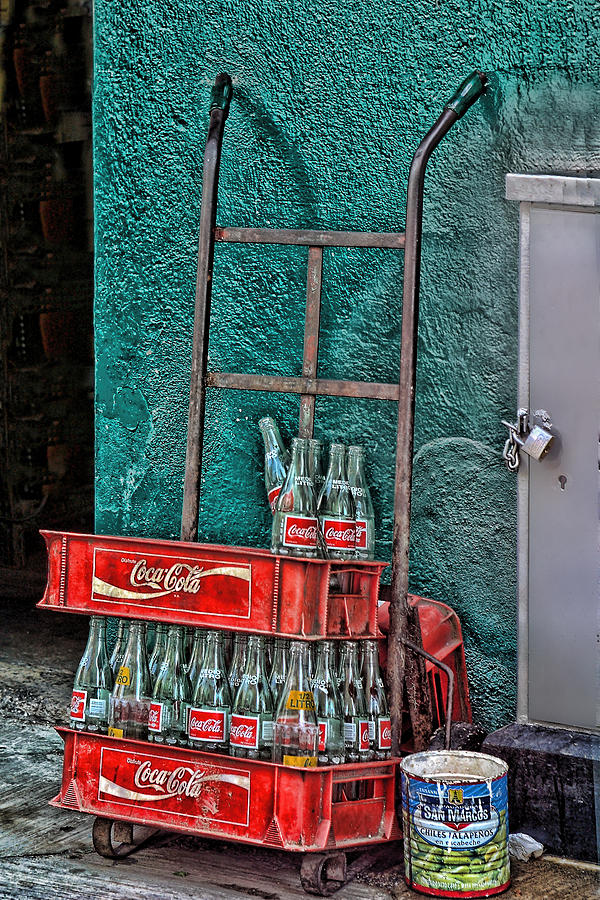 Bottle Photograph - Coca Cola Cart and Bottles 1 by Linda Phelps