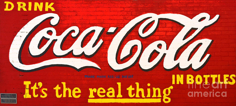 Coca Cola Coke Vintage Americana Red Street Sign on a Brick Wall Film Grain Digital Art Photograph by Shawn OBrien