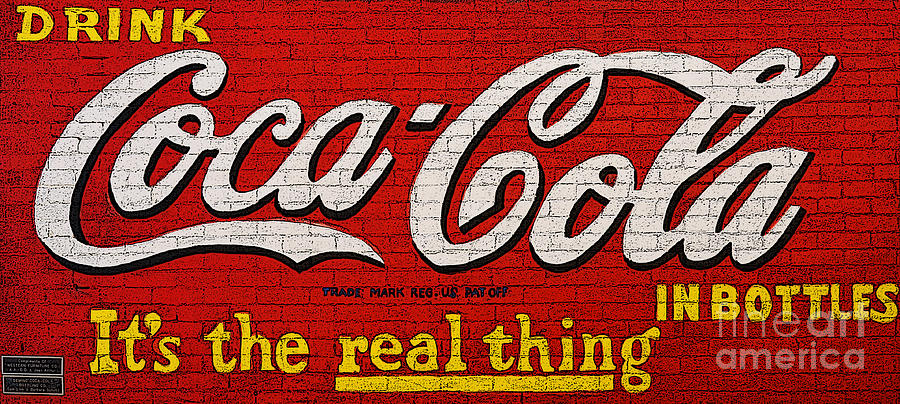 Coca Cola Coke Vintage Americana Red Street Sign on a Brick Wall Poster Edges Digital Art Digital Art by Shawn OBrien