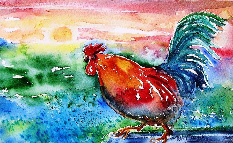 Cock a Doodle Doo  Painting by Trudi Doyle