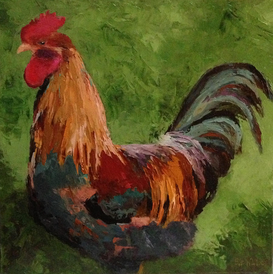 Cock-a-Doodle Painting by Sylvia Miller