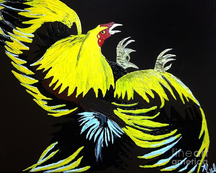 Cock Fight or Flight Painting by Saundra Myles
