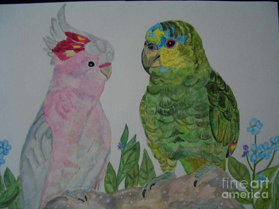 Cockatoo and an Amazon Parrot Painting by Nami ODonnell - Fine Art America