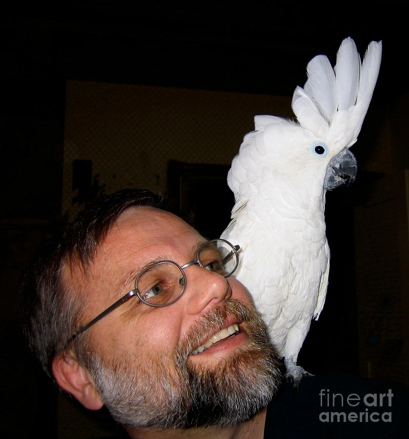 Cockatoo On Mans Shoulder Photograph