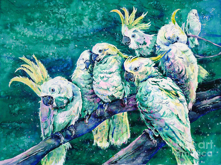 Cockatoos Painting by Zaira Dzhaubaeva