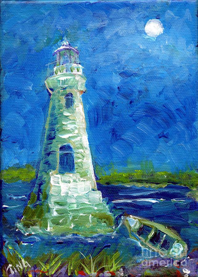 Cockspur Lighthouse mini #7 Painting by Doris Blessington
