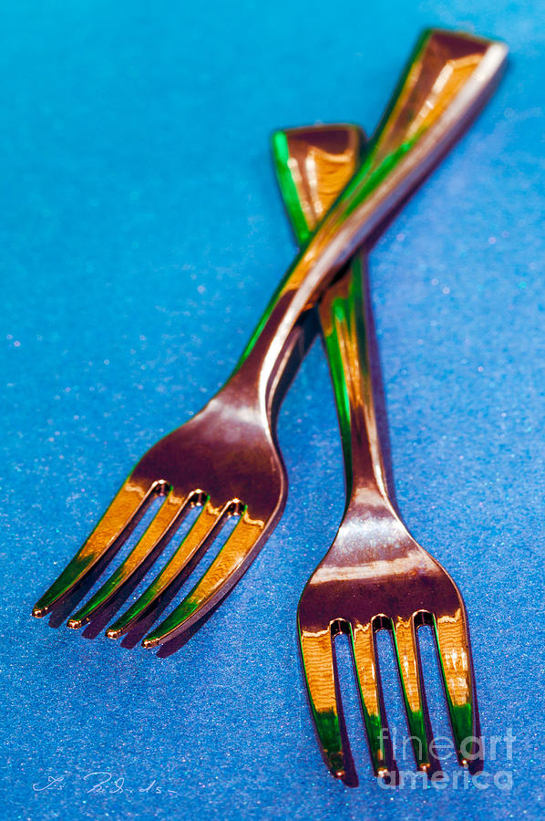 Cocktail Forks on Blue Photograph by Iris Richardson