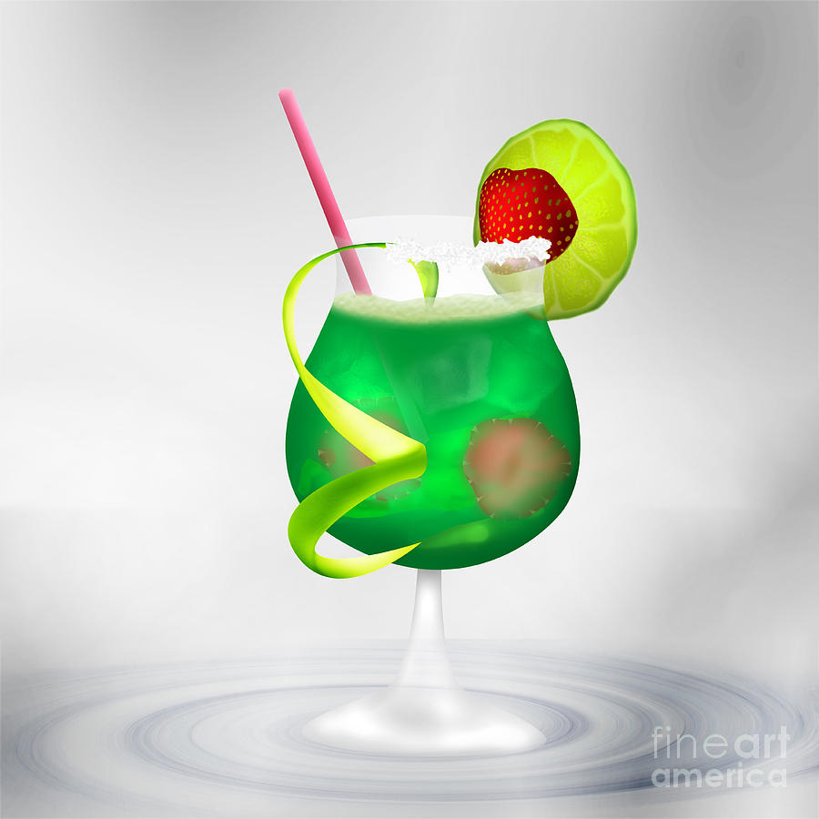 Cocktail Green Strawberry Digital Art by Gina Koch