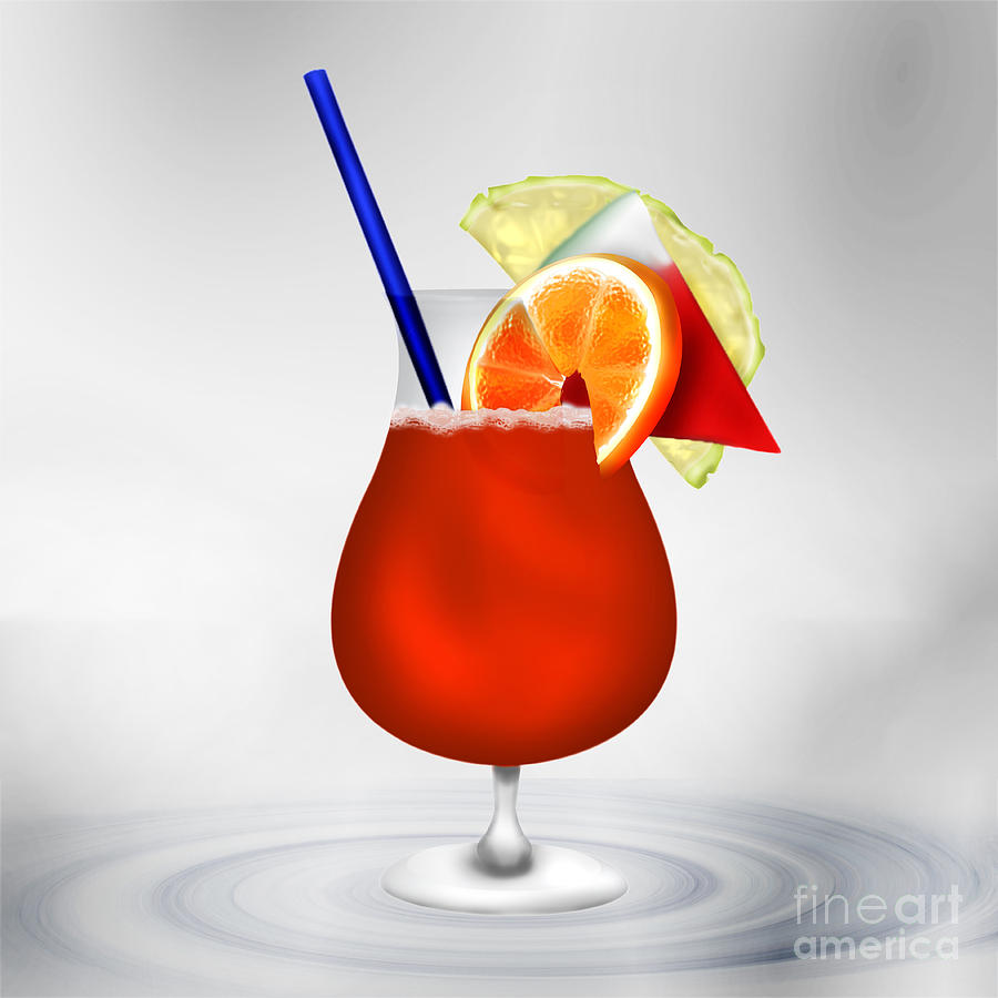 Cocktail Red and Fruits Digital Art by Gina Koch