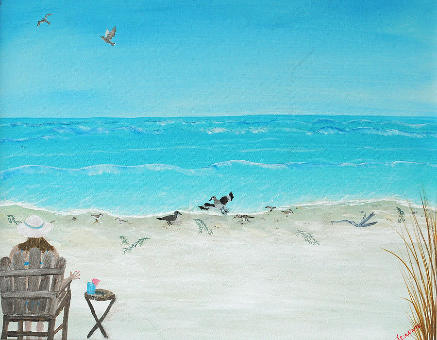 Cocktail time at the Beach Painting by Jeanne Macrides | Pixels