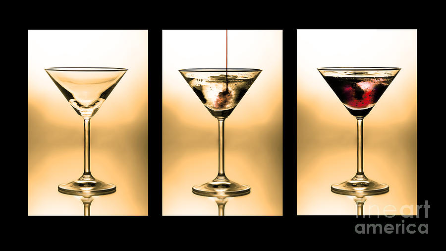 Cocktail triptych in gold Photograph by Jane Rix