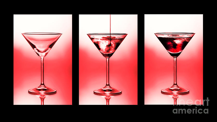 Cocktail triptych in red Photograph by Jane Rix