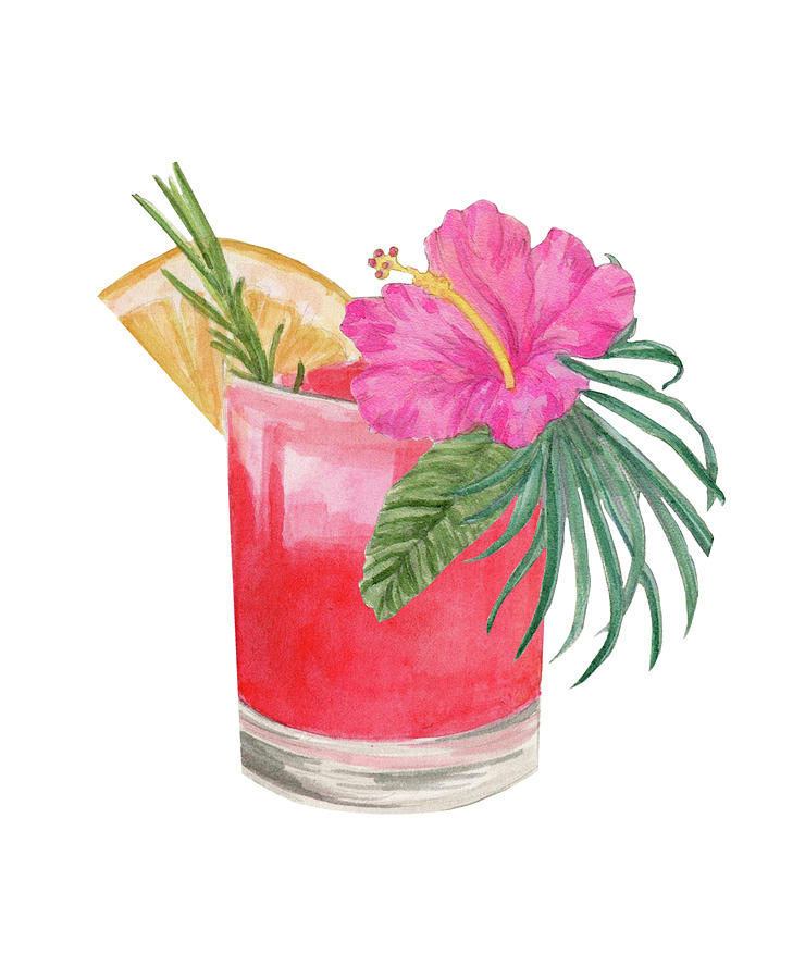 Cocktail With Fresh Fruit, Herbs Painting by Ikon Images