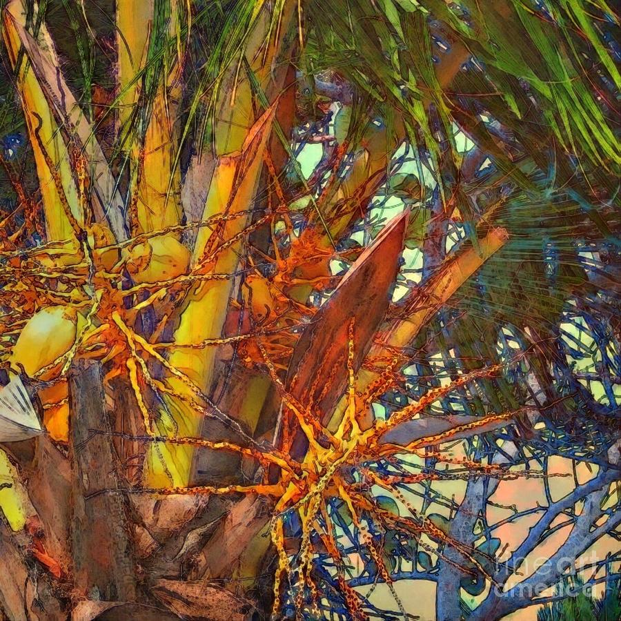 S Coconut Palm Close Up - Square Painting by Lyn Voytershark