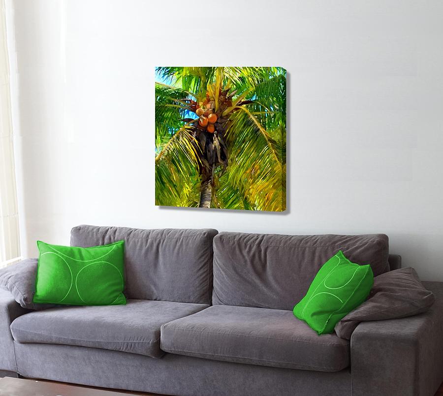 Coconut Palm Tree on the wall Digital Art by Stephen Jorgensen