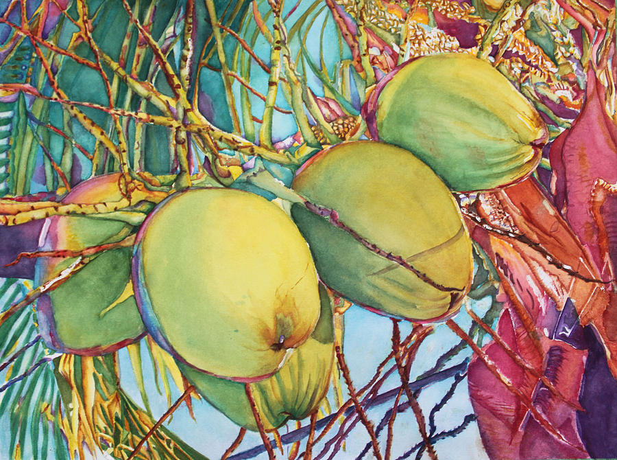 Coconuts at Sunset Painting by Christiane Kingsley