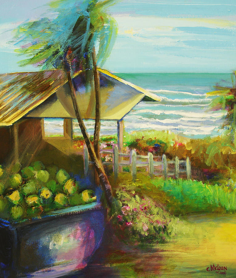 Coconuts by the Beach Painting by Cynthia McLean