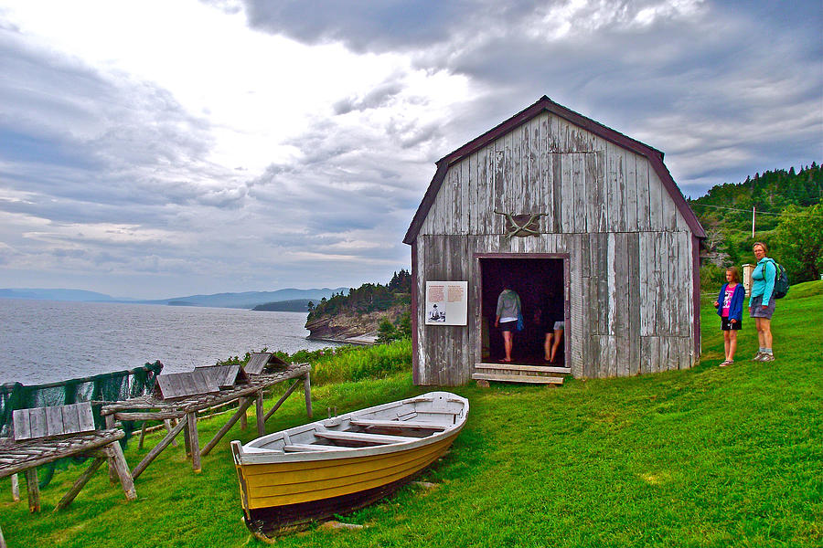 National Parks Photograph - Cod Barn and Boat in LAnse Blanchette in Forillon National Park, Quebec, Canada by Ruth Hager